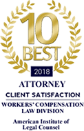 10 Best 2018 Attorney Client Satisfaction Workers' Compensation Law Division American Institute of Legal Counsel